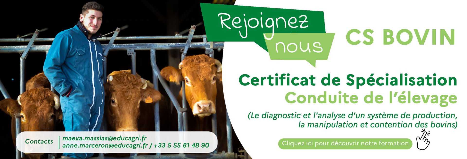 CERTIFICAT DE SPÉCIALISATION Conduite d'un élevage bovin viande  Niveau 4 (niveau BAC)